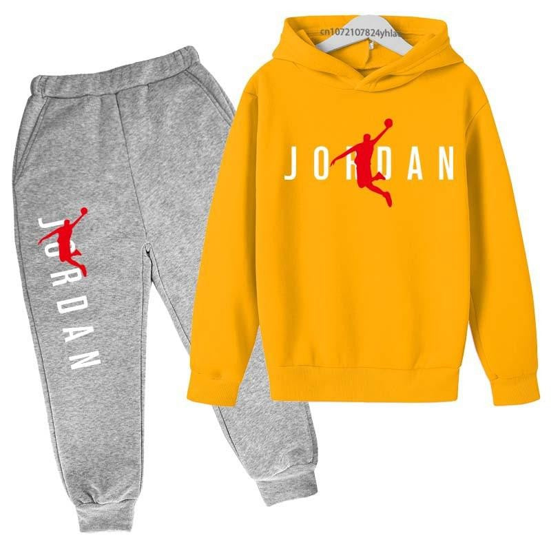 Children Spring Autumn Hoodie Pants Two Piece Suit Boys And Girls Outdoor Sports Set Kid Casual Pullover basketball Coat