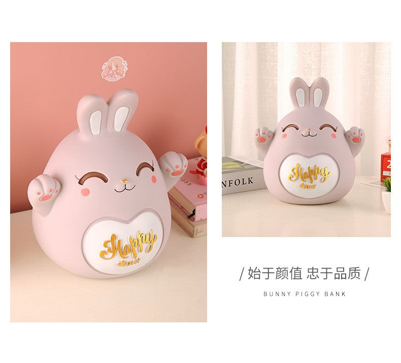 Cartoon Rabbit Piggy Bank Home Living Room Bedroom Ornament Children's Gift Vinyl Anti-fall Piggy Bank Home Accessories