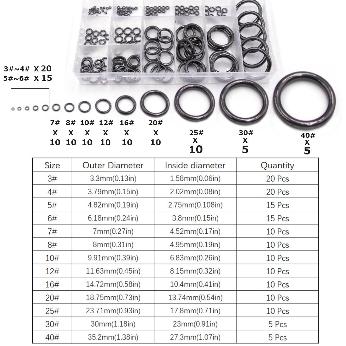 Fishing Rod Guides Ring 10Pcs~100Pcs Wear Resistant Ceramic Guide Ring Rod Repair Replacement Kit Alconite Ring Black 6mm~47.3mm
