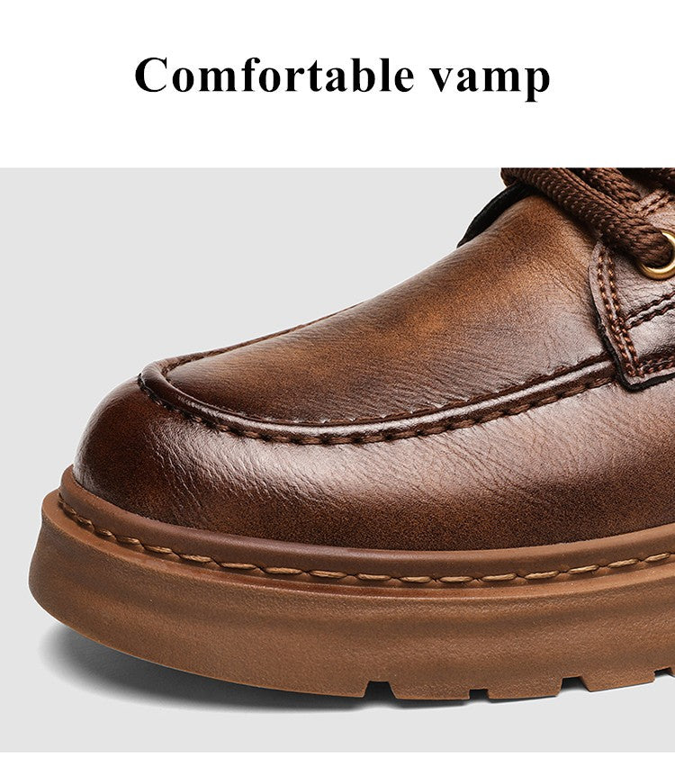 Hot Sale Brown Men's Boots Comfort Outdoor Men Motorcycle Boots Casual Lace-Up Ankle Boots Man Platform Boots botas para hombre