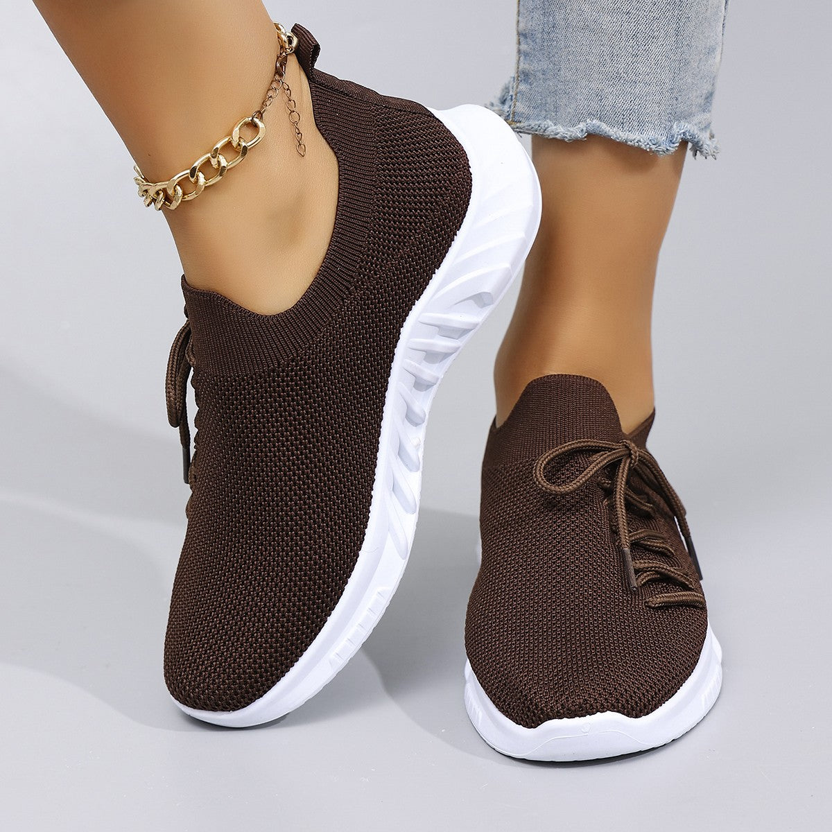 Spring and Autumn New Women's Casual Lace up Comfortable, Breathable, Lightweight and Wear-Resistant Sports Shoes