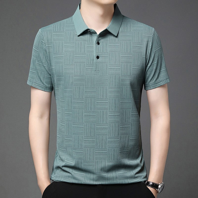 2024 Men's New Printed Business Casual Short sleeved POLO Shirt Fashion Short sleeved Comfortable and Breathable Top