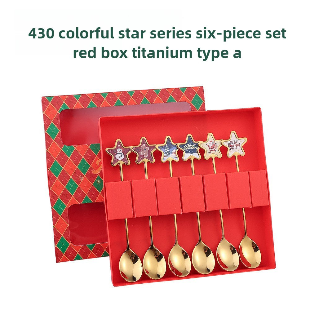 Christmas Themed Cutlery Set Stainless Steel Creative Cartoon Knife Fork Spoon 2/4/6pcs Set Holiday Gift Cutlery Decoration
