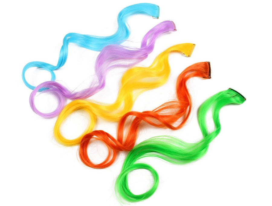 Synthetic Rainbow Wavy Hair Extensions Long Hair Extensions One Single Clip In Wigs Colorful Synthetic Fiber False Fake Hair 20";;VERDADEIRO;;"Q33,20inches