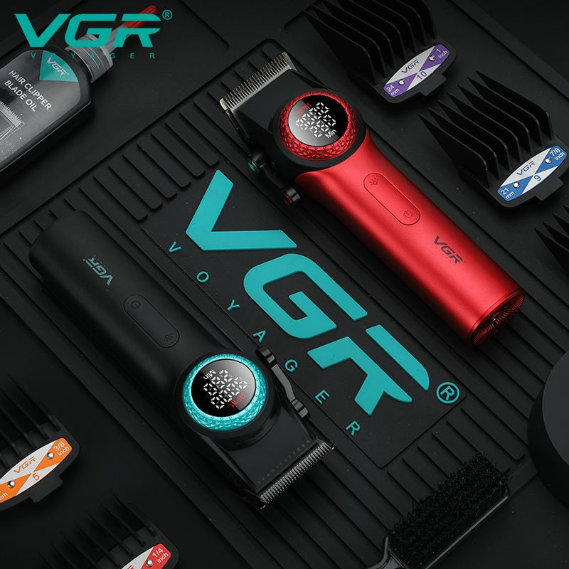VGR 001 977 new hair trimming set high-end men's hair clipper intelligent digital display electric pusher carving and whitening