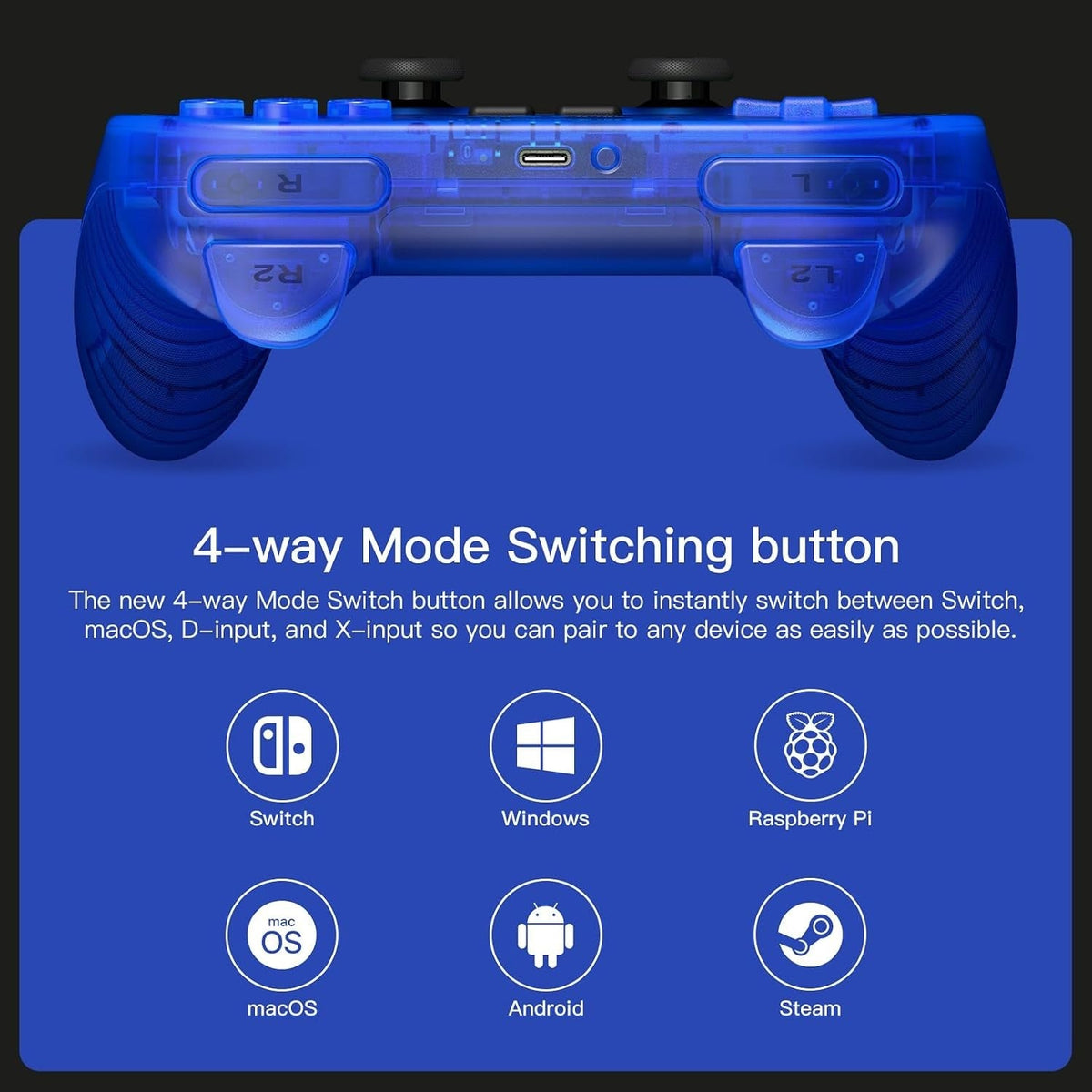 8BitDo Pro 2 Bluetooth Controller Gamepad For Nintendo Switch 2 PC,Window 10/11,Android,Steam Deck Hall Effect Joystick wireless