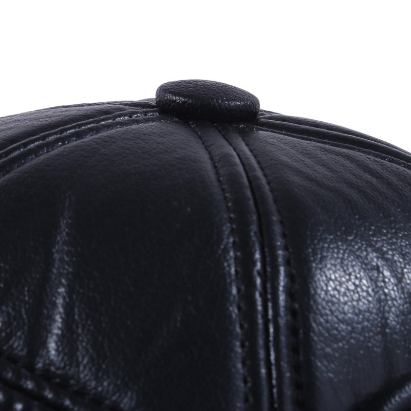 Winter Warm Cap Men Black Leather Fur Baseball Cap Hats for Men Women Casquette Bones Dad Caps Earflaps Thicken