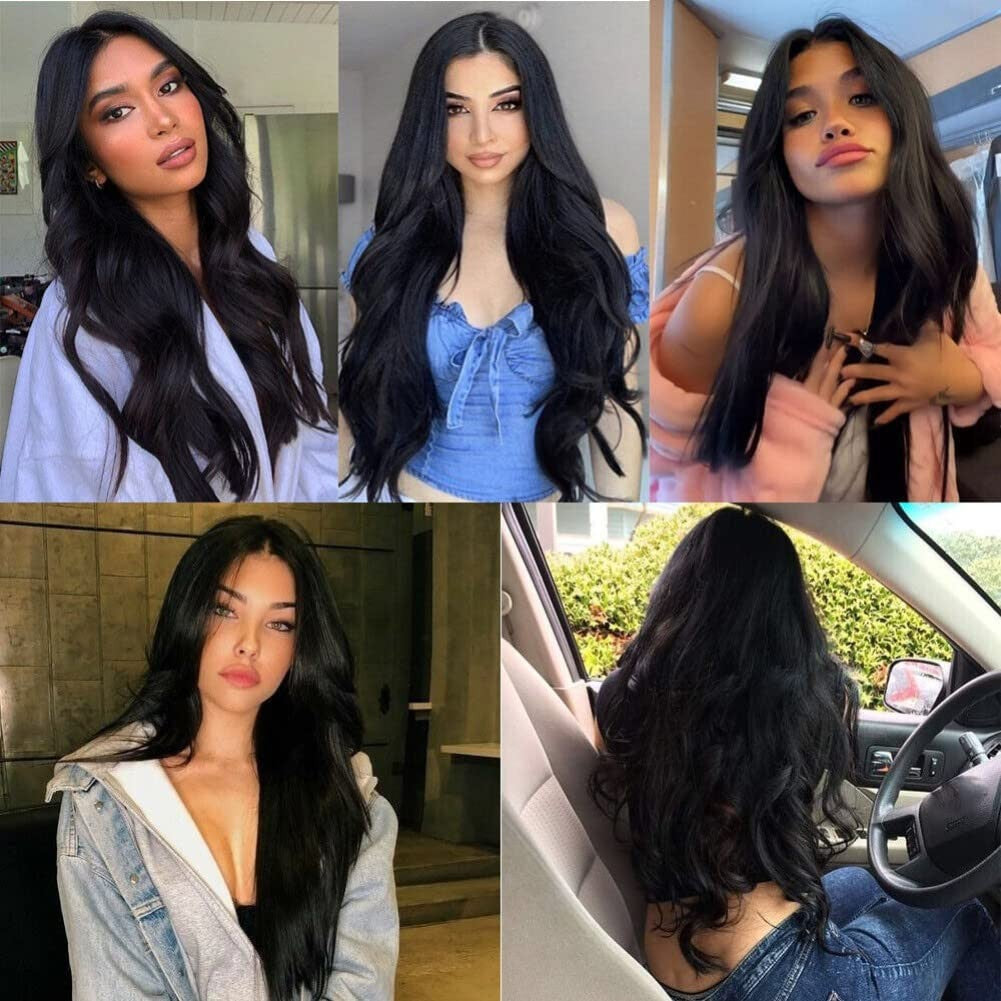Clip In Hair Extensions Real Human Hair color #4 Chocolate Brown Clip In Hair Extensions 8pcs Hair Natural Black Color 26 Inches