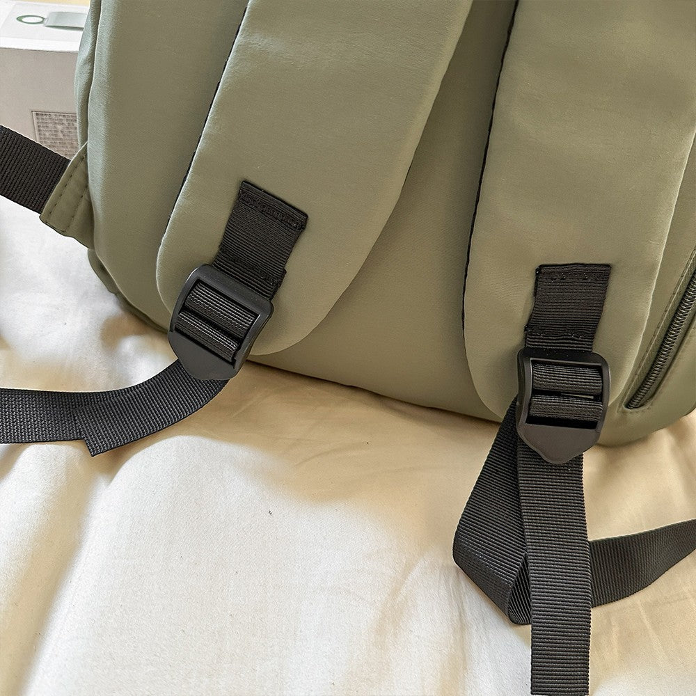 Korean Style Simple Solid Color Zipper Computer Backpack, School and Commuting Backpack