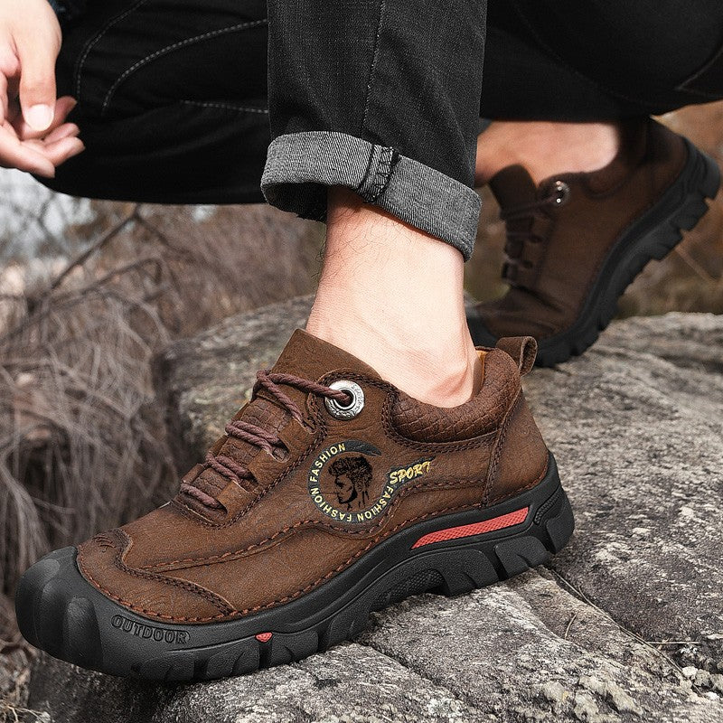 Outdoor Camping Hiking Shoes Men Genuine Leather Sports Sneakers Man Travel Casual Shoes Leisure Walking Climbing Men's Footwear