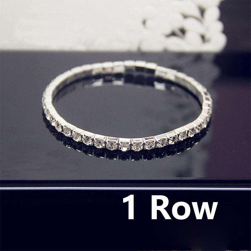 Luxury Full White AAA CZ Zircon Crystal Elastic Bracelet Bling Iced Out Rhinestone Women's Bracelet for Women Wedding Jewelry