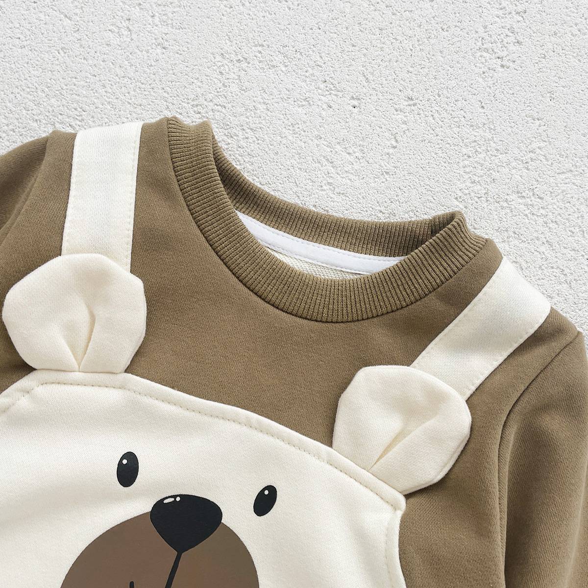Autumn Baby Bodysuit Little Bear Pattern Dual Color Long Sleeve Warm Jumpsuit Baby Clothes Baby Boys Girls Romper 0-2 Years Old