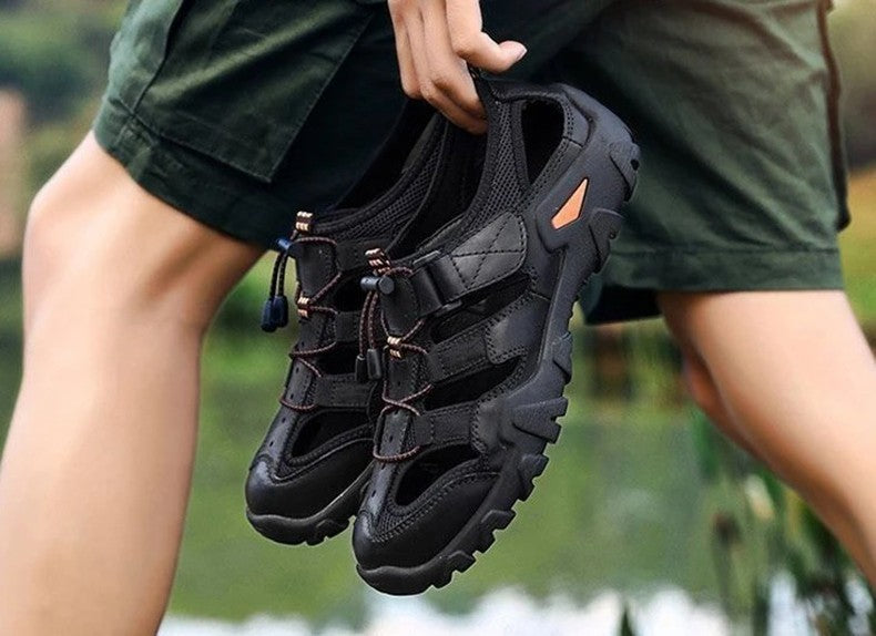 New Summer Mens Sandals Genuine Leather Antiskid Breathable Outdoor Sandalias Trekking Casual Beach Shoe Male Loafers Big Size