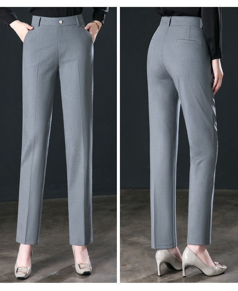 New Autumn Fashion Trousers Women's High Waisted Straight Suit Pants Loose Dress Pants Black Beige Grey Slacks Women Pantalones