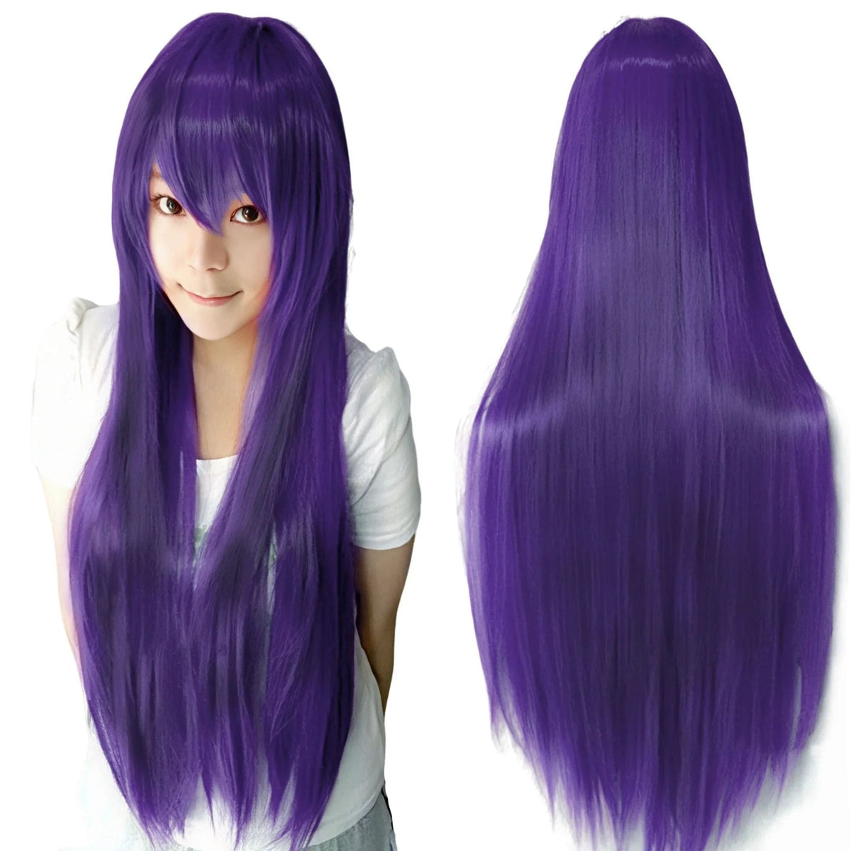 Synthetic Purple Sakura Matou Wigs Straight Violet Wig Hitagi Senjougahara Long Cosplay Hair Yatogami Tohka Costume Wig