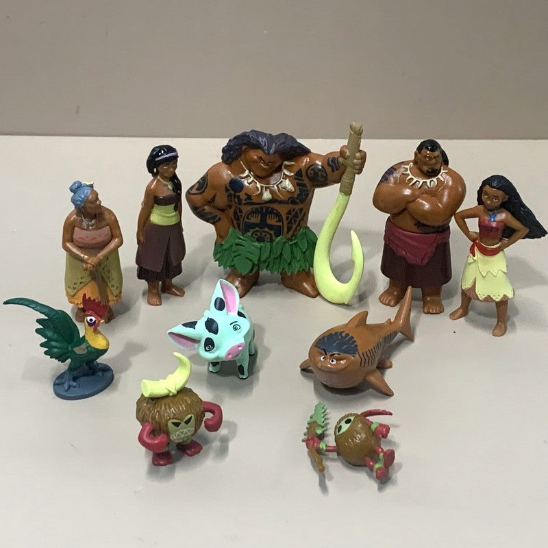 Lot 10pcs/Set 5-8CM Disney Moana Princess Moana Cheif Tui Maui Grandma Tala Pua Pig Rooster Kakamora Action Figures Decoration