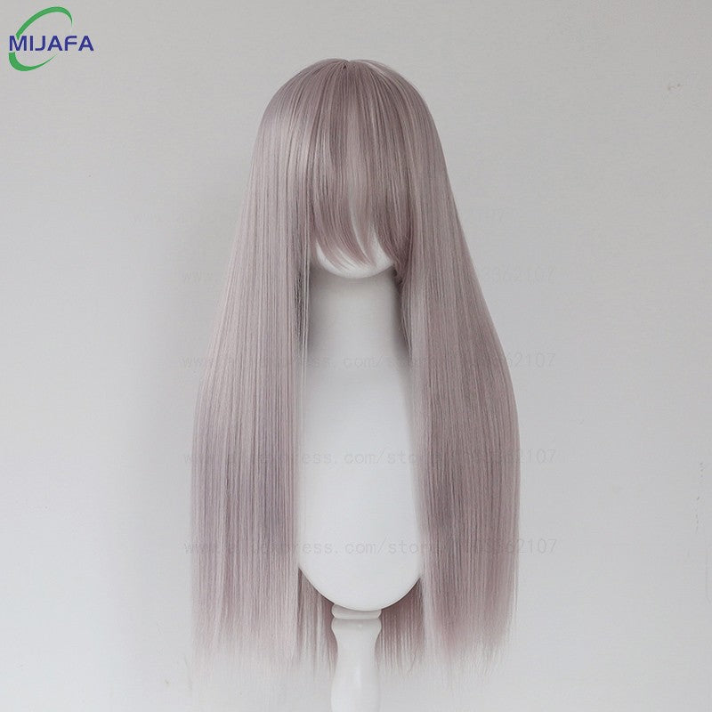 Very High Quality 400g 48 Colors 24Inch 60cm Long Straight Cosplay Wig With Bangs Heat Resistant Hair Anime Wigs + Wig Cap