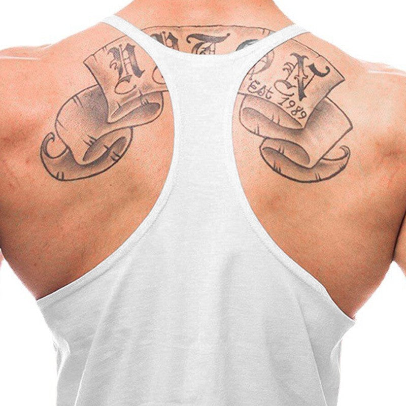 NO PAIN NO GAIN Print Gym Fitness T-Shirt Mens Bodybuilding Sport Sleeveless Vests Cotton Breathable Y-back Suspenders Tank Tops