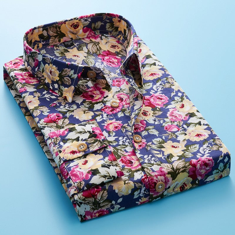 Size M- 5XL 2024 New Summer Mens Long Sleeve Hawaiian Shirts Cotton Casual Floral Shirts Wave Regular Mens Clothing Fashion CS11