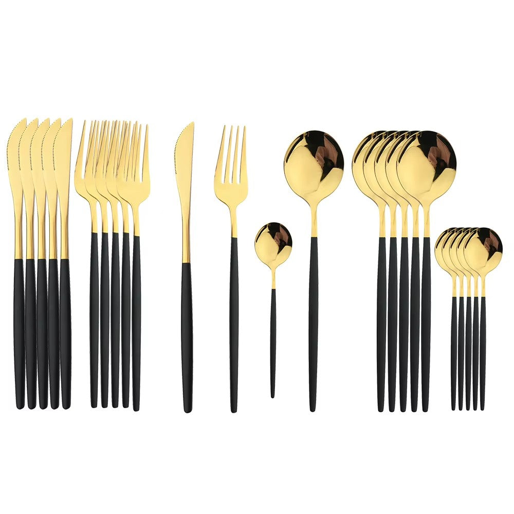 24 Pieces Silverware Flatware Cutlery Set, Stainless Steel Tableware Silverware-Service for 6 Dishwasher Safe Full Set Flatware