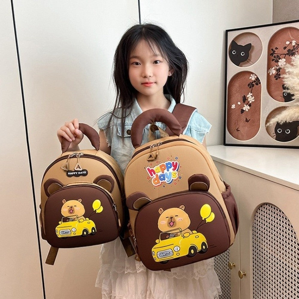 Kawaii Cartoon Capybara Backpack Nylon Lightweight Capybara School Bag Large Capacity Multi-pocket Kindergarten Backpack