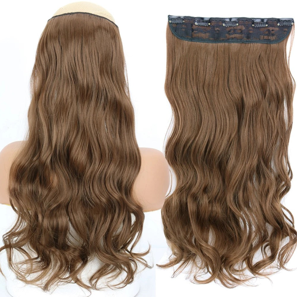 Long Straight Hairstyle 5 Clip Natural Hair Extension Synthetic Fiber Heat-Resistant Hairpiece 22"32" Black Brown Blonde