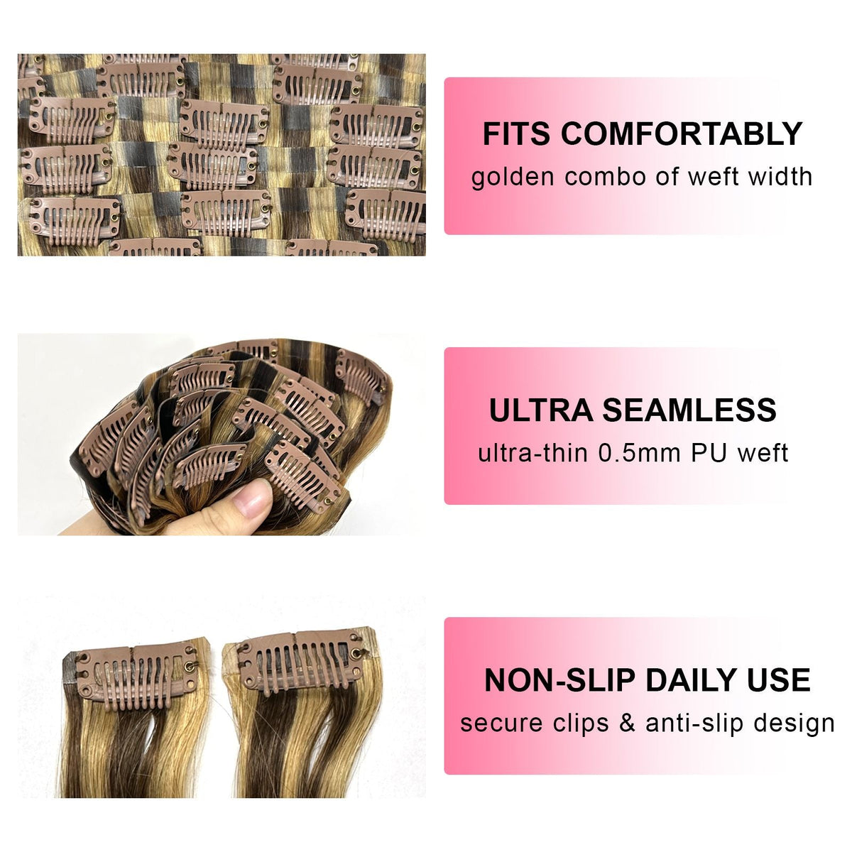 4/27 Highlight Clip in Hair Extensions Real Human Hair Color 9Pcs/Set 14-22 Inches Brazilian Clip In Straight Extensions