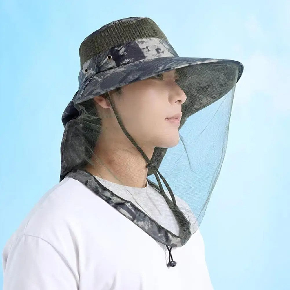 Outdoor Head Face Mask Hat Net Cover Anti-mosquito Cover Mosquito Net Cap Travel Breathable Head Mesh Covers Fishing Caps