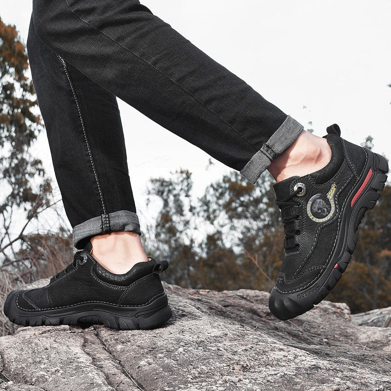 Outdoor Camping Hiking Shoes Men Genuine Leather Sports Sneakers Man Travel Casual Shoes Leisure Walking Climbing Men's Footwear