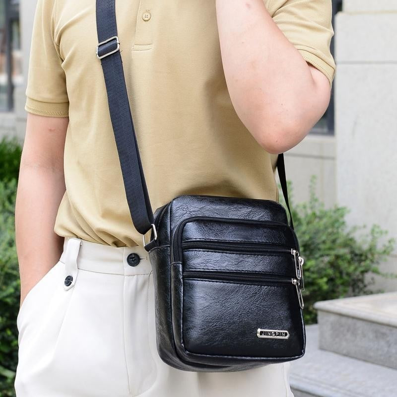 Men's PU Leather Crossbody Shoulder Bags High quality Tote Fashion Business Man Messenger Bag Leather Bags fanny pack