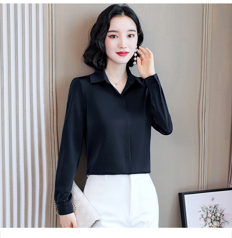 Women Silk Office Shirt 2025 Fashion Long Sleeve Casual Female Tops Elegant Ladies Vintage White Satin Blouses Shirts Oversized