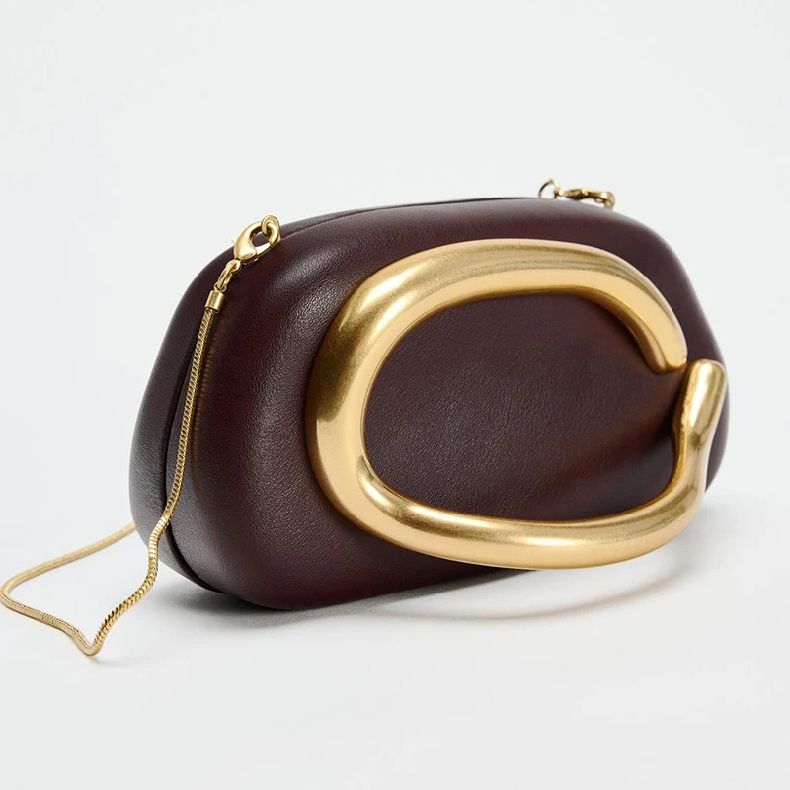 Box Bag Metal Details Crossbody Pu Leather Clutch Shoulder Luxury Brand Handbags Women's Handbag Ladies Female Evening Purse Red