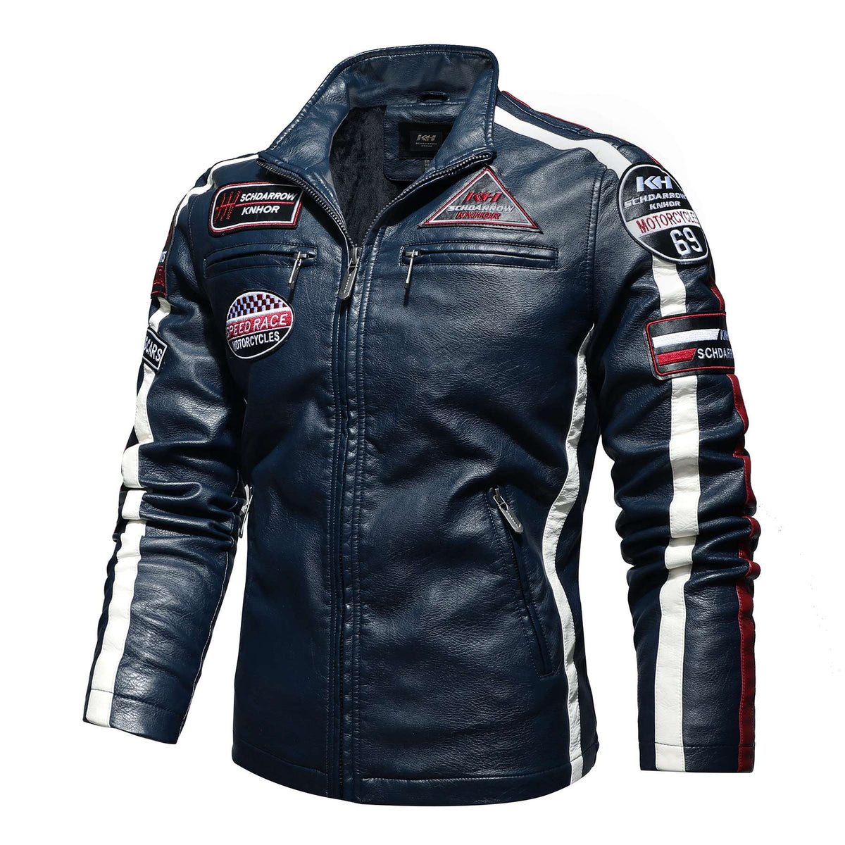 New Motorcycle Jacket For Men In Autumn/Winter 2020 Fashion Casual Leather Embroidered Flight Jacket In Winter Velvet Pu Jacke