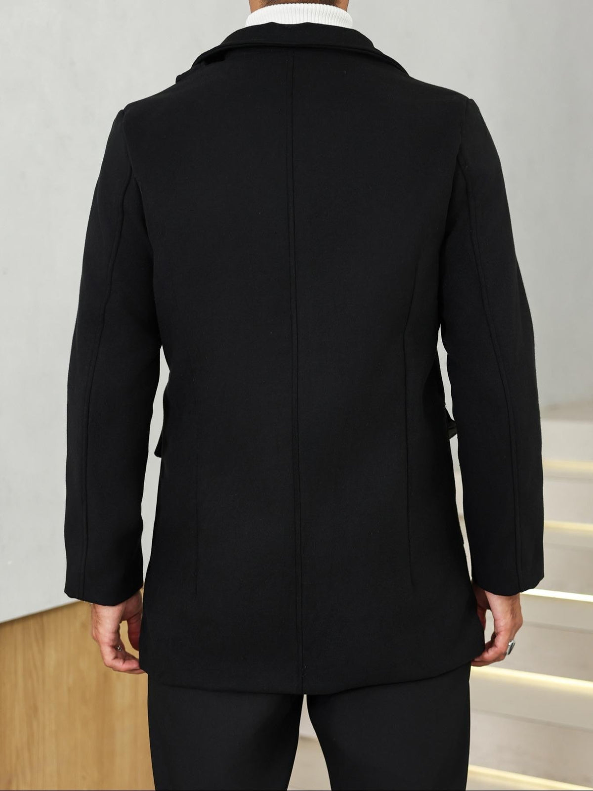 Men's Woolen Overcoat, Casual Fashion Long Sleeve Jacket with Pockets, Fall & Winter Outerwear for Daily Wear & Business