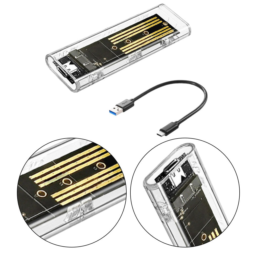 M.2 NGFF SATA Type C 3.1 Hard Disk Box 10Gbps Transparent External SSD Case External SSD Adapter for 2230 2242 2260 2280