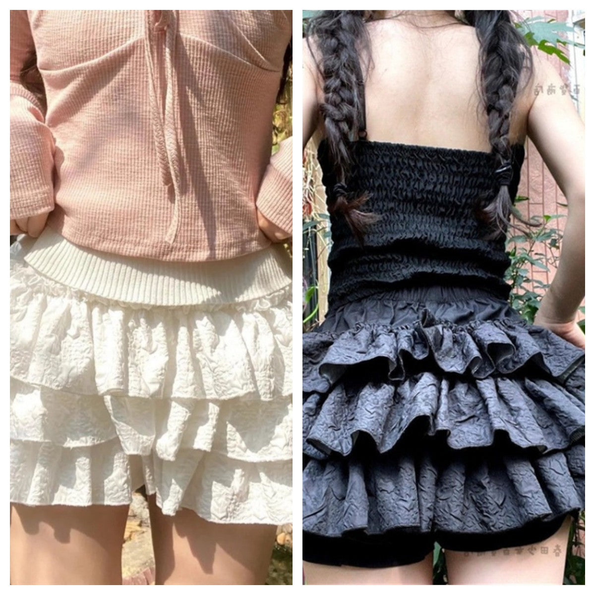 Kawaii Ball Gown Short Skirt Pleated Ruffles Layered High Waist Solid Mini Cake Skirts Lolita Girl Sweet Cute Elastic Waist Y2K