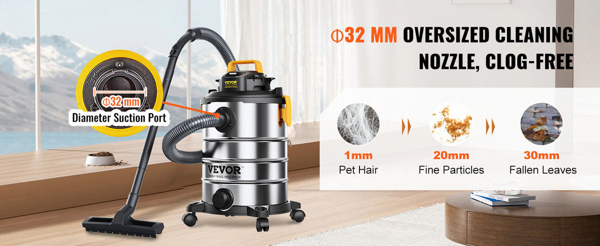 SucceBuy Stainless Steel Wet Dry Shop Vacuum Wet Dry Vac Powerful Suction Small Shop Vac Perfect for Carpet Debris Pet Hair