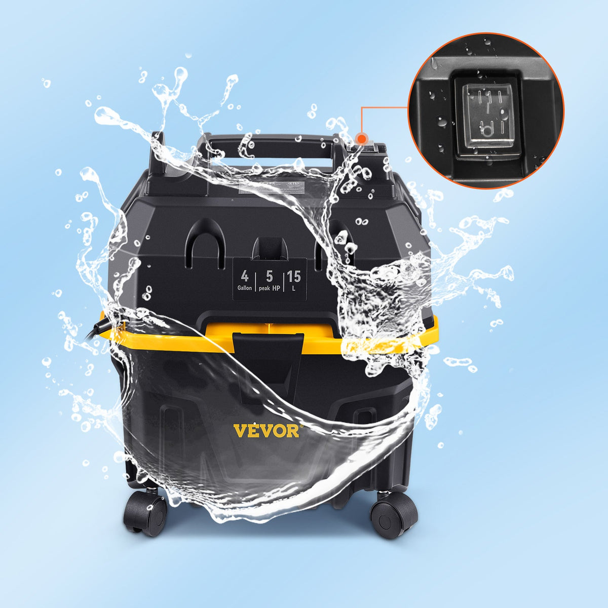 SucceBuy Portable Wet and Dry Vacuum Cleaner 15L For Car & Home Appliance 1200W Power Strong Suction Vacuum Cleaner & Air Blower