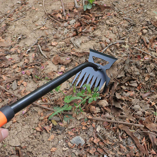 Metal Weed Cleaning Shovel 2 In 1 Garden Rake Stainless Steel 5/6/8/11 Teeth Dual Headed Weeding Tool For Gardening Weeding Tool