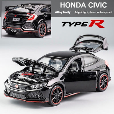 1:32 Honda Civic Type-R Alloy Sports Car Diecast Metal Model Car Central Control Ornaments Miniature Car Model Kids Toys Present