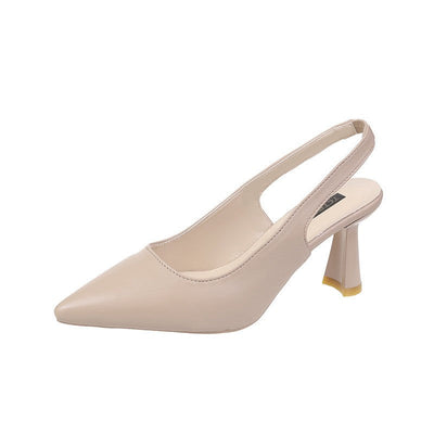 Summer Fashion New Breathable Pointed Toe Stiletto Heel PU Comfortable and Elegant Women's Shoes Shallow Mouth Sexy Sandals