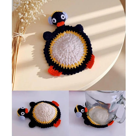 Funny Crochet Animal Coaster Finished Handwoven Coaster Coffee Cup Decor Gift