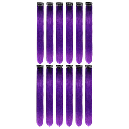 Clip in Hair Extensions Colored Party Highlights 22 inches 6pcs/pack Multi-colors Straight Hair Synthetic Hairpieces Royal Blue