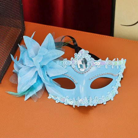 Luxury Flower Rhinestone Masquerade Mask, Elegant Venetian Half Face Mask for Women Halloween Party, Wedding and Themed Events
