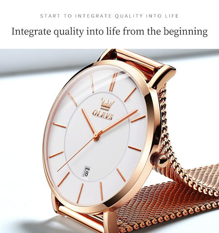 OLEVS 5869 Fashion Women's Watches Milanese Mesh Belt Waterproof Simplicity Versatile Quartz Watch for Lady Original Wristwatch