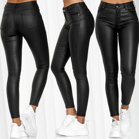 2025 Fashion Faux Leather Pants Women's Sexy Stretch Casual Leggings Solid  Leather Bodycon Pencile Pants For Women Streetwear