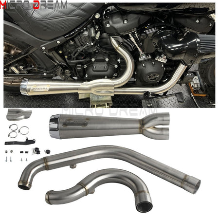 2-in-1 Stainless Steel Motorcycle Exhaust Muffler 1 3/4" to 2" Exhaust Pipes For Harley Low Rider ST Fat Bob FXFB FXFBS 2018-Up
