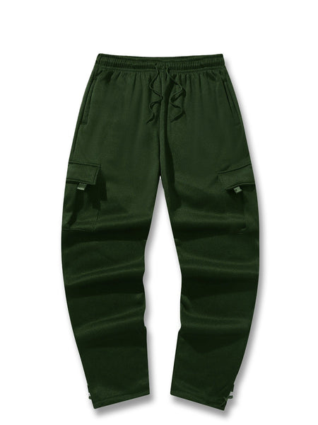 Mens Sweatpants Straight Fit Casual Pants Autumn Winter Men Running Jogger Sports Gym Trousers Solid Color Multi-pocket Pants