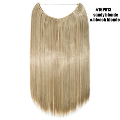 BENEHAIR Synthetic Invisible Wire No Clips In Hair Extensions Secret Fish Line Hairpieces Hair Extensions Fake Hair For Women