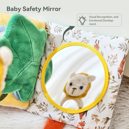 Baby Toys for 0 12 Months Cloth Book Early Educational Sensory Book Baby Soft Books Fluffy Cartoon Elephant Books With Mirror
